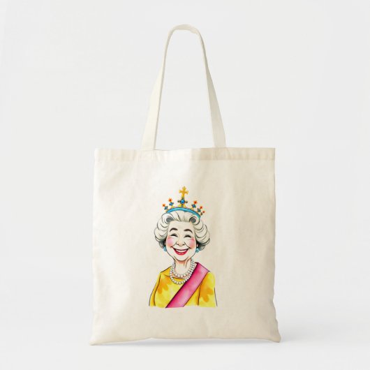 Funny Cartoon Queen Elizabeth II Royal Tote Bag (Voorkant)