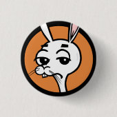 FUNNY CARTOON RABBIT ROUND BUTTON (Voorkant)