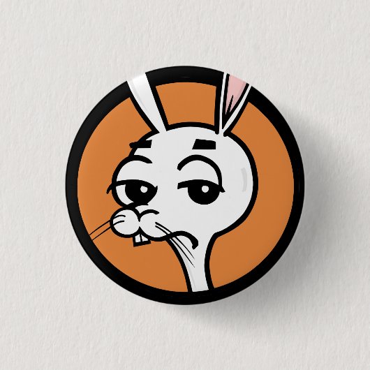 FUNNY CARTOON RABBIT ROUND BUTTON (Voorkant)