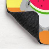 Funny Cartoon Raccoon Eating Watermelon Muismat (Hoek)