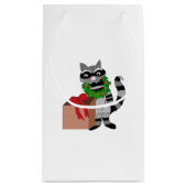 Funny Cartoon Raccoon met Cadeau Klein Cadeauzakje (Achterkant)