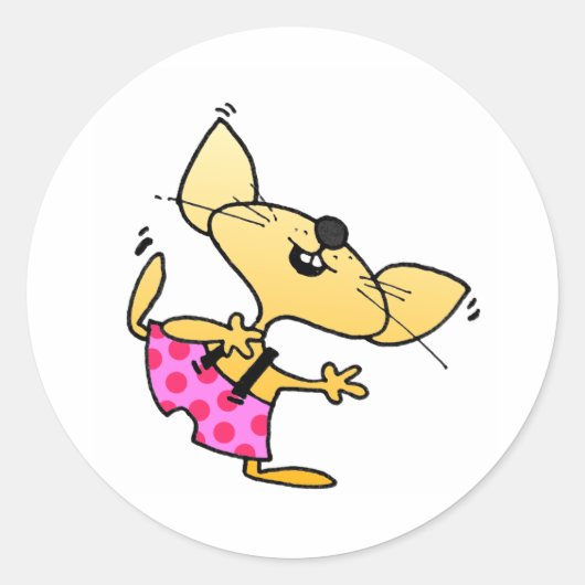 Funny Cartoon Rats Dance Ronde Sticker (Voorkant)