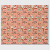 Funny Cartoon Reindeer Cadeaus kerstpatroon Cadeaupapier (Vlak)