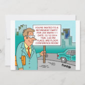 FUNNY CARTOON RETIREMENT INVITATIONS KAART (Voorkant)