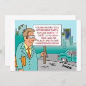 FUNNY CARTOON RETIREMENT INVITATIONS KAART (Voorkant / Achterkant)