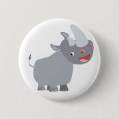 Funny Cartoon Rhino Button Badge (Voorkant)