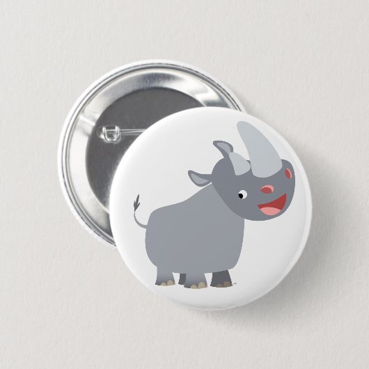 Funny Cartoon Rhino Button Badge (Voorkant /achterkant)