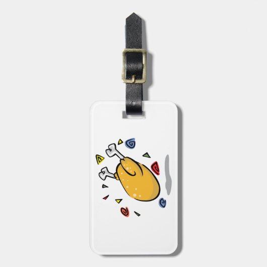 Funny Cartoon Roast Chicken Falling Bagagelabel (Voorkant verticaal)