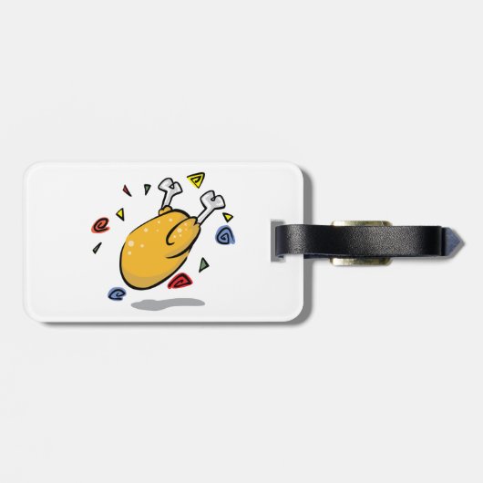 Funny Cartoon Roast Chicken Falling Bagagelabel (Achterkant horizontaal)