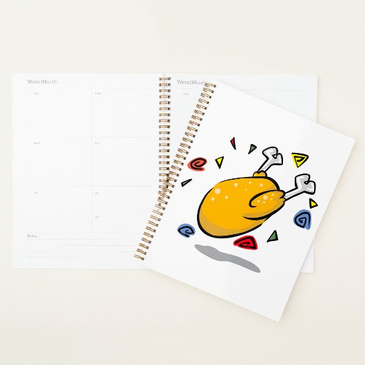 Funny Cartoon Roast Chicken Falling Planner