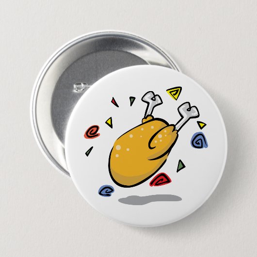 Funny Cartoon Roast Chicken Falling Ronde Button 7,6 Cm (Voorkant /achterkant)