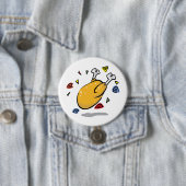 Funny Cartoon Roast Chicken Falling Ronde Button 7,6 Cm (In situ)