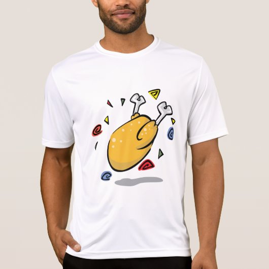 Funny Cartoon Roast Chicken Falling T-shirt (Voorkant)