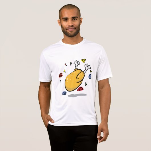 Funny Cartoon Roast Chicken Falling T-shirt (Voorkant volledig)