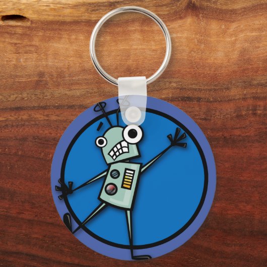 FUNNY CARTOON ROBOT ROUND SLEUTELHANGER (Voorkant)
