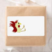 Funny Cartoon Rooster Etiket (Insitu)