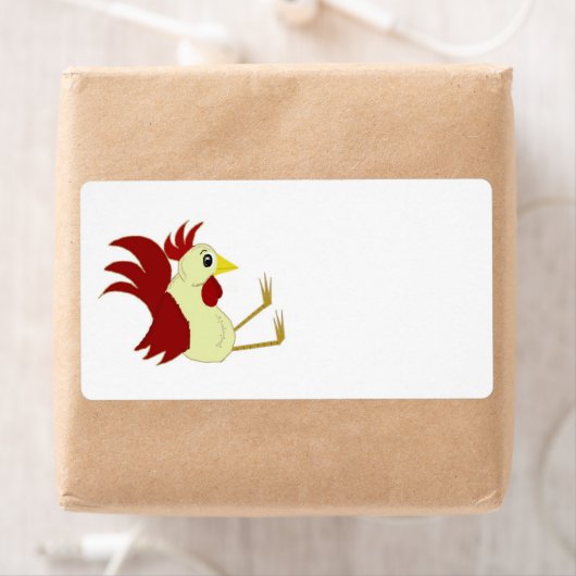 Funny Cartoon Rooster Etiket (Insitu)