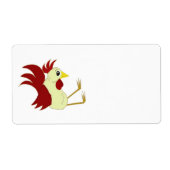 Funny Cartoon Rooster Etiket (Voorkant)
