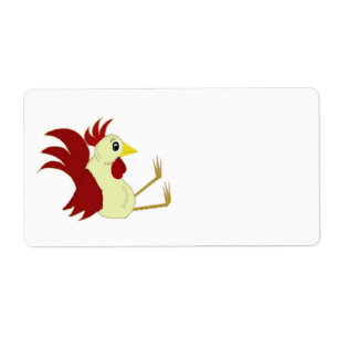 Funny Cartoon Rooster Etiket