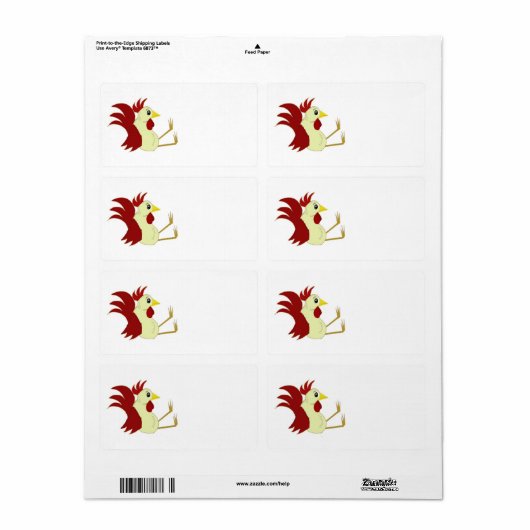 Funny Cartoon Rooster Etiket (Full Sheet)