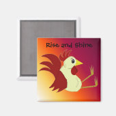 Funny Cartoon Rooster met Gezegde Magneet (Voorkant / Achterkant)