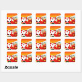 Funny Cartoon Santa Claus Vierkante Sticker (Vel)