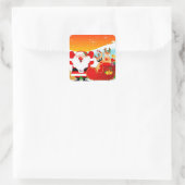Funny Cartoon Santa Claus Vierkante Sticker (Tas)
