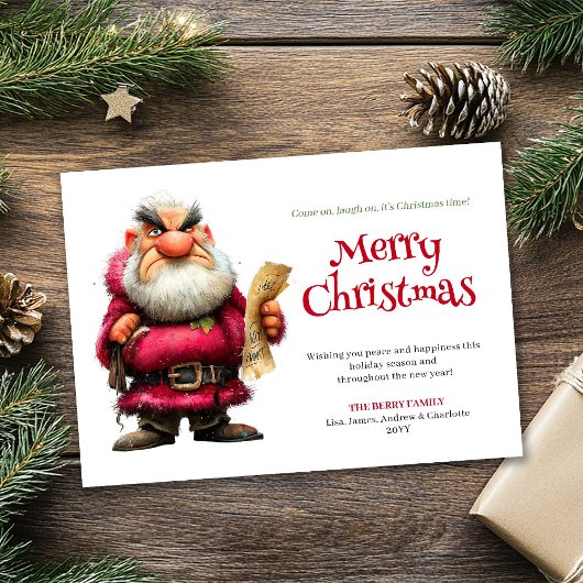 Funny cartoon Santa custom downloadable Xmas card Feestdagenkaart