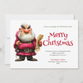 Funny cartoon Santa custom downloadable Xmas card Feestdagenkaart (Voorkant)