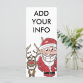 Funny Cartoon Santa en Rudolph (Staand voorkant)