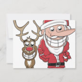 Funny Cartoon Santa en Rudolph Feestdagenkaart (Voorkant)