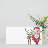 Funny Cartoon Santa en Rudolph Feestdagenkaart (Staand voorkant)