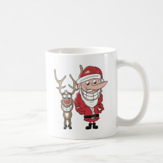 Funny Cartoon Santa en Rudolph Koffiemok