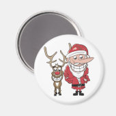 Funny Cartoon Santa en Rudolph Magneet (Voorkant / Achterkant)