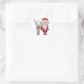Funny Cartoon Santa en Rudolph Ronde Sticker (Tas)