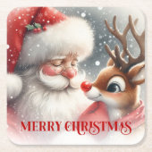 Funny Cartoon Santa Rudolph Christmas Drink Coaste Kartonnen Onderzetters (Voorkant)