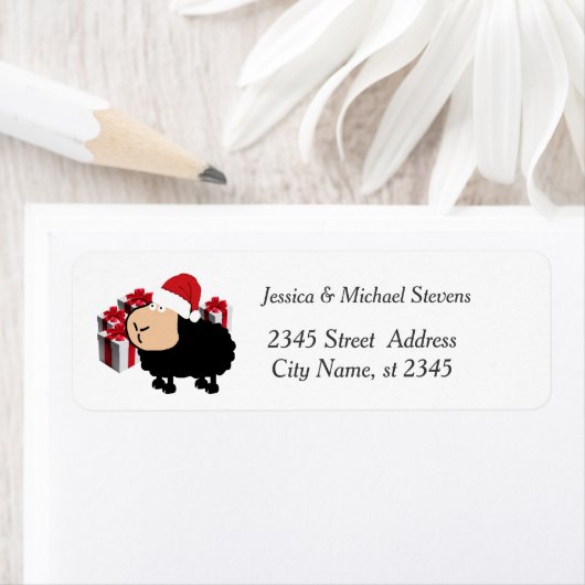Funny cartoon Santa schaap Etiket (Insitu)