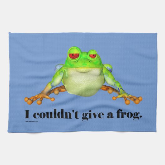 Funny Cartoon Sarcastic Frog Theedoek (Horizontaal)