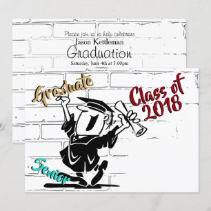 Funny Cartoon Senior Male 🎓 Afstuderen (add Year) Kaart