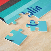 Funny Cartoon Shark in Water | Aangepaste Kinderen Legpuzzel (Zijkant)