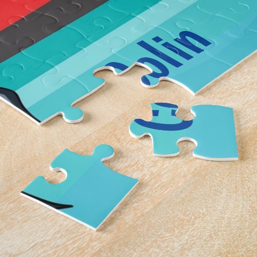 Funny Cartoon Shark in Water | Aangepaste Kinderen Legpuzzel (Zijkant)