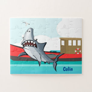 Funny Cartoon Shark in Water   Aangepaste Kinderen Legpuzzel