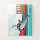 Funny Cartoon Shark in Water | Aangepaste Kinderen Legpuzzel (Verticaal)