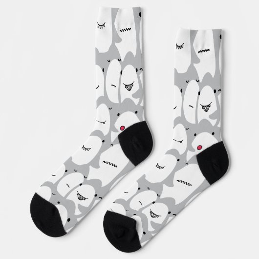 Funny Cartoon Shark Socks Sokken (Links)