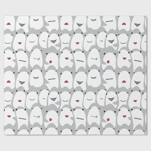 Funny Cartoon Sharks Cadeaupapier (Vlak)