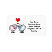 Funny cartoon sheeps, bruiloft paar etiket (Voorkant)