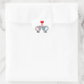 Funny cartoon sheeps, bruiloft paar hart sticker (Tas)