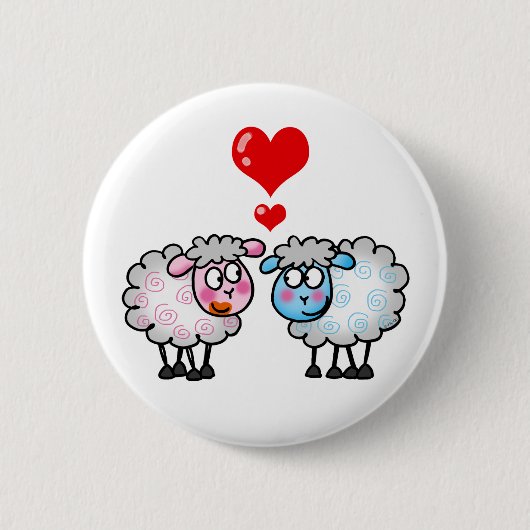 Funny cartoon sheeps, bruiloft paar ronde button 5,7 cm (Voorkant)