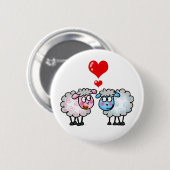 Funny cartoon sheeps, bruiloft paar ronde button 5,7 cm (Voorkant /achterkant)