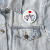 Funny cartoon sheeps, bruiloft paar ronde button 5,7 cm (In situ)